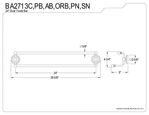 Kingston Brass BA2713PB Milano Dual Towel-Bar, 24-Inch, Polished Brass - color: Polished Brass