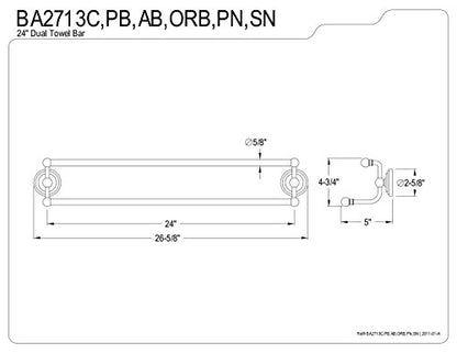 Kingston Brass BA2713PB Milano Dual Towel-Bar, 24-Inch, Polished Brass - color: Polished Brass