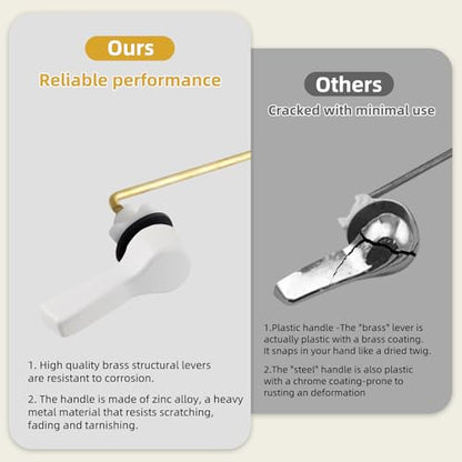 Universal Front Mount Metal Toilet Handle Replacement, Solid Brass, White | Toilet Flush Handle Lever with Adjustable Stainless Steel Chain, Compatible with Kohler, American Standard, TOTO, Mansfield - color: White, style: Front Mount Design