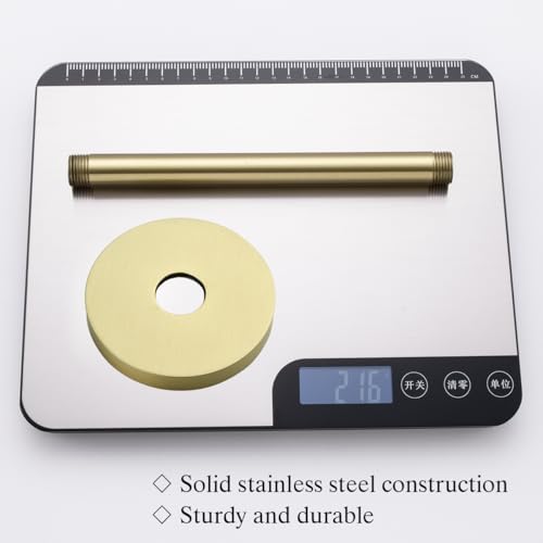 RANDOM Shower Arm with Flange,Gold 8 Inches Ceiling Mount Shower Head Extension Arm Straight Arm Ceiling-Mounted For Fixed Shower Head,Brushed Gold.RD-91038-8BG - color: 8″ Brushed Gold(Round Flange)