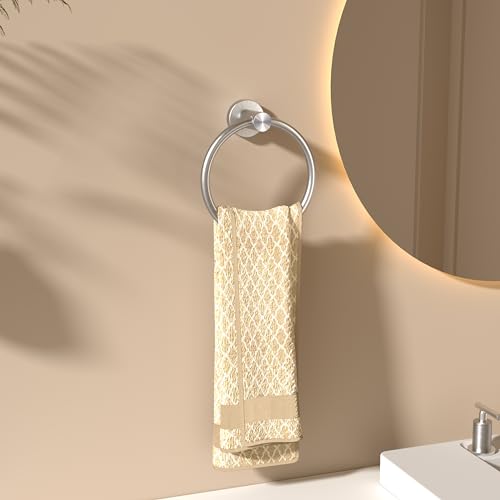 FORIOUS Towel Ring, SUS304 Stainless Steel Hand Towel Holder,Brushed Nickel | Modern Hand Towel Holder Rack Hanger Round for Bathroom Wall Mounted, Ideal for Bathroom, Kitchen, RV - color: Stainless Steel