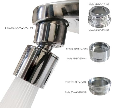 Rotate Sink Faucet Aerator,kitchen bathroom faucet nozzle aerator,faucet extender, 360 degree swivel sprayer for sink tap head. (20° Angle 3 adapters) - color: 20° Angle 3 adapters