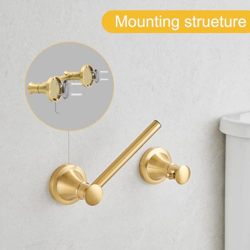 Bathroom Toilet Paper Holder Wall Mount Tissue Holder Brushed Gold | Rustproof Toilet Tissue Roll Holder, Flexible Double Post Pivoting Handle, Bathroom Accessories SUS304 Stainless Steel - color: Brushed Gold