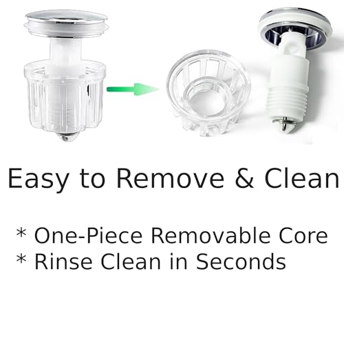 Magnetic Pop-Up Sink Drain Stopper, Universal Bathroom Drain Plug with Removable Hair Catcher, Odor-Proof & Insect-Proof, Fits 1.35–1.6 in Drain Openings (2)