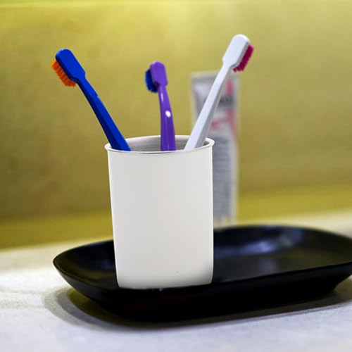 Beaupretty Stainless Steel Mouthwash Cup and Toothbrush Holder, 350ml Double-Layer Bathroom Rinsing Tumblers, 2pcs White and Black Set for ’s Oral Care