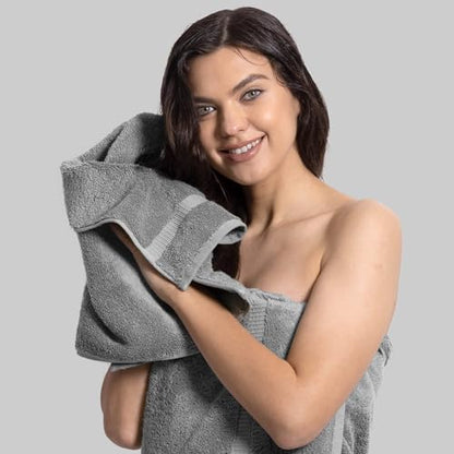 Chakir Turkish Linens Personalized 3 Piece Towel Set, 100% Cotton Luxury Turkish Towels for Bathroom, Soft Absorbent Towel Set with Bath Towel Hand Towel and Washcloth, Gray - color: Gray