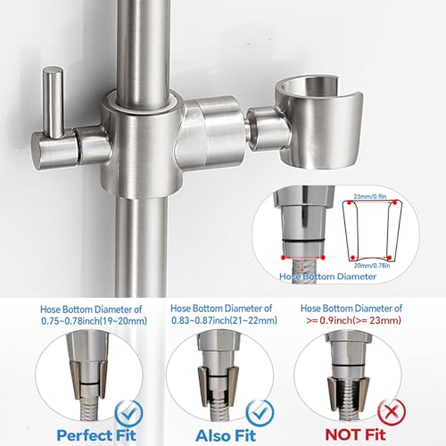 Shower Slide Bar Adjustable Handheld Shower Head Holder Wall Mount - 30inch All-Metal Shower Head Slide Bar Compatible with Bathroom Drill Free Glue Installation - Brushed