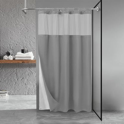 N&Y HOME 54 x 78 Waffle Weave Shower Curtain with Snap-in Liner Set Gray | 12 Metal Hooks Included, Snap on/off Fabric Liner, Hotel Style & Mesh Top Window, Machine Washable, 54x78 Shower Stall Size - color: Grey, size: 54"W x 78"L (Pack of 1)
