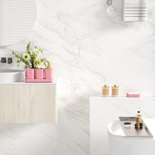 XLHOMO Bathroom Accessory Set - Gorgeous Bathroom Set, 7PC Pink Bathroom Set, Soap Dispenser, Toothbrush Holder, Qtip Holder Set, Bathroom Sets Complete, Bathroom Sink Set for Home Decor - style: Pink&Gold