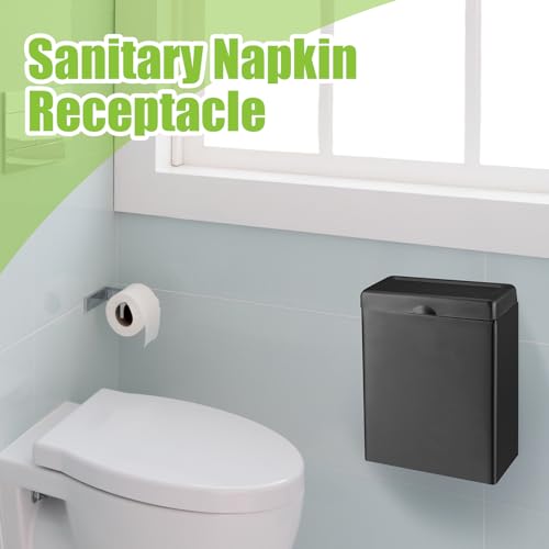 Tioncy 4 Pcs Sanitary Napkin Receptacle Wall Mounted,Black | Stainless Steel Sanitary Napkin Disposal Bins, Discreet Tampon Container, Home Office Public Restroom Use - color: Black