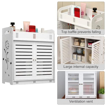 Self-Adhesive Wall Cabinet for Bathroom Kitchen, Over The Toilet Storage Shelves Organizer, Bathroom Floating Shelves, 3-Tier Wall Mount Storage Rack, Medicine Cabinet White one Size