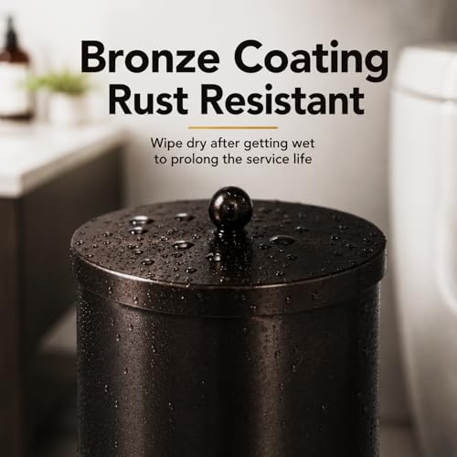 [2023 Upgraded Version] HUJI Rust Resistant Stainless Steel Toilet Paper Roll Canister Holder w/Removable Base for Bathroom Storage (1 Pack, Toilet Paper Canister) (Bronze) - color: Bronze