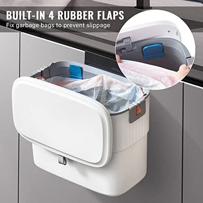ELPHECO Kitchen Compost Bin with Lid, 1.8 Gallon, Hanging Trash Can | 7 Liter Wall-Mounted Garbage Can, Plastic Wastebasket, Under-Sink Trash Bin for Cabinet Door, Cupboard, Bathroom and Office - size: 1.8 Gallon