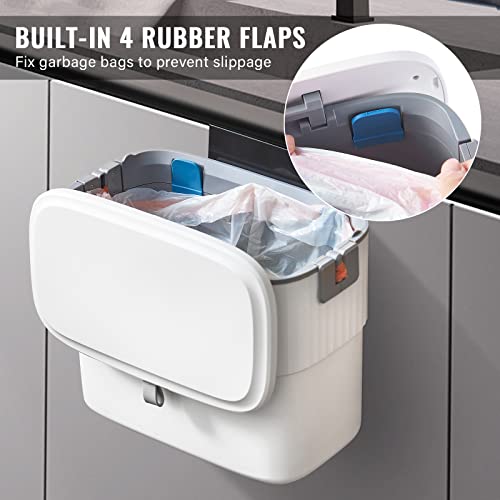ELPHECO Kitchen Compost Bin with Lid, 1.8 Gallon, Hanging Trash Can | 7 Liter Wall-Mounted Garbage Can, Plastic Wastebasket, Under-Sink Trash Bin for Cabinet Door, Cupboard, Bathroom and Office - size: 1.8 Gallon
