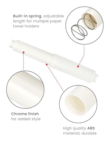 Toilet Paper Holder Roller Replacement, 2Pcs 6.5inch Plastic Toilet Paper Spring Rod Toilet Tissue Holder Replacement Spindle Replacement Rod fits Extra Large Bathroom Tissue Rolls (White) - color: White+0.59in
