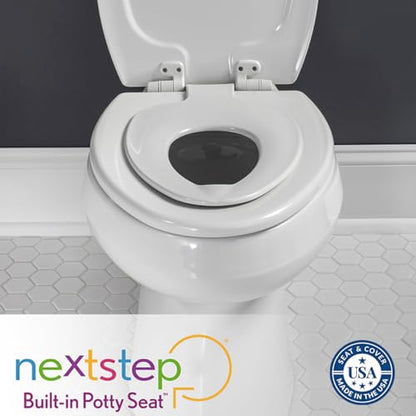 Mayfair NextStep Slow-Close Toilet Seat with Built-In Toddler Potty Training Seat, Removable, White, Round - size: Round, style: 2-in-1 Toilet Seat