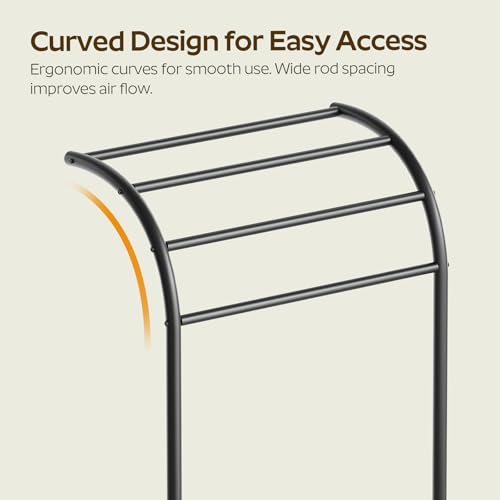 Free Standing Towel Rack, 4-Tier Blanket Rack for Bathroom, Pool Towel Stand Display and Drying Rack, Modern Towel Blanket Storage Organizer, Black CJ07BK - color: Black
