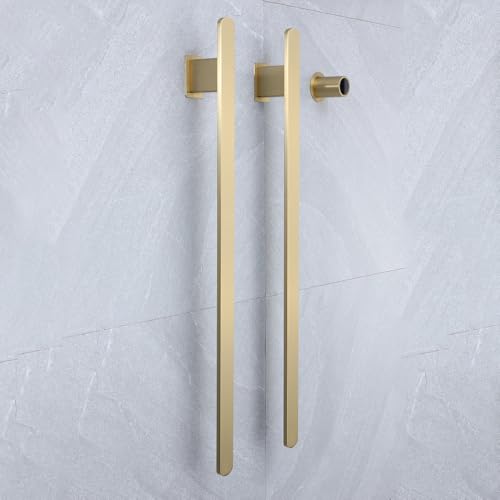 Bathroom Heated Towel Rack, Brushed Gold Towel Warmer, 2Bars, 110V | Smart Touch Control, Wall Mounted, Concealed Hardwired, Stainless Steel, Dry Towels in Modern Bathrooms, Space-Saving Design - color: Brushed Gold-2 Bars