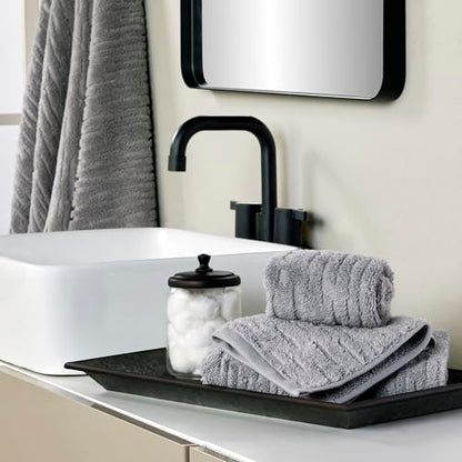 SKL Home CloudSoft 100% Cotton Luxury 6-Piece Towel Set, 600 GSM, Ultra Plush & Absorbent - 2 Bath Towels, 2 Hand Towels, 2 Washcloths, Gray - color: Gray, style: 6-Piece Towel Set