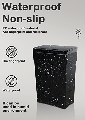 13 Gallon Black Plastic Trash Can with Lid, 50 Liter, Touchless Sensor, Auto-Sensing Technology, Easy to Clean, Durable - style: Single Lid(black)