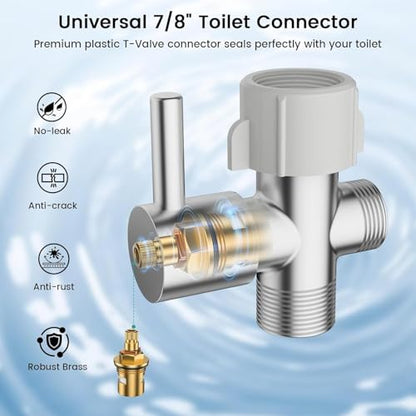 Handheld Bidet Sprayer for Toilet with Magnetic Wall Holder | ABS spray kit with adjustable water pressure, hose and T-valve for feminine hygiene, diaper cleaning and pet washing - color: Silver