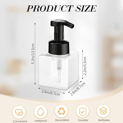 8.5 oz Foaming Soap Dispenser Plastic Foaming Pump Bottle, Refillable Dispenser with Plastic Pump, Empty Hand Bottles for Liquid Soap, Shampoo, Bathroom,Hotel,Restaurant (60, Transparent) - color: Transparent, size: 60