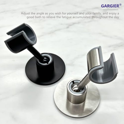 Metal Handheld Shower Head Holder, Brushed Steel | Adhesive Wall Mount, Adjustable, For Standard Shower Hose, Shower Wand Holder for Bathroom RV, Anti-rust 304 Stainless Steel - color: Brushed Nickel