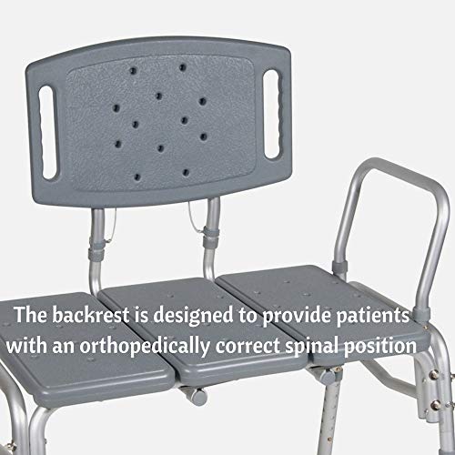 HEALTHLINE Transfer Bench Adjustable Height 500 Lbs, Heavy Duty Bariatric Tub Transfer Bench with Back, Non-Slip Seat, Bath Shower Bench Chair for Bathroom for Elderly Disabled