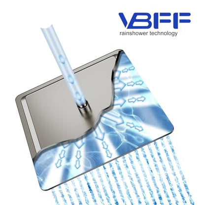 VBFF-Shower Head,rain shower head, 16 inch- Square Shower Head, 1.8 GPM Flow Rate, rainfall showerhead,VBFF10 (Brushed Nickel) - color: Brushed Nickel, size: 16 Inch