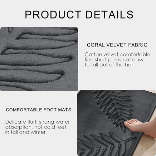 Memory Foam Bath Rugs Leaf Bath Mat Non-Slip Strong Water Absorbent Plush Microfiber Bath Mat Rug Super Water Absorbent Machine Washable Bath Rugs for Bathroom, Tub (20 * 31 inch) - size: 20*31 in