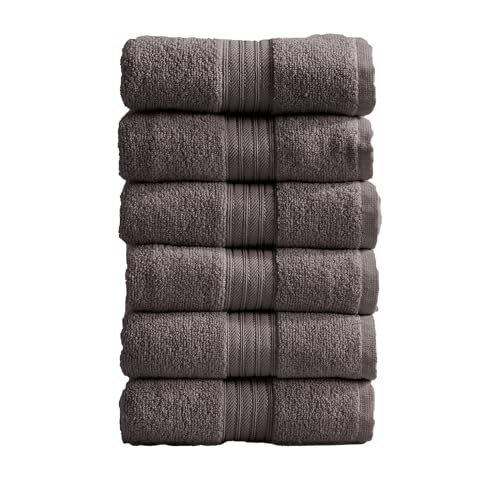 Great Bay Home Hand Towels - 100% Cotton 6 Pack 26x16 Hand Towel Set - Lightweight, Absorbent, Quick-Dry Towels for Bathroom (Dark Grey) - color: Solid - Dark Grey, size: Hand Towel (Pack of 6)
