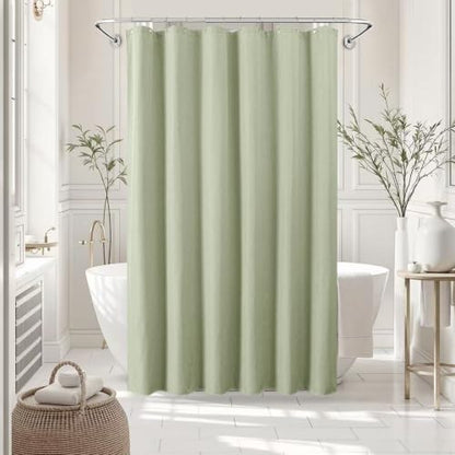 Linen-Like Shower Curtain, Waterproof Premium 250GSM Heavyweight Fabric, 72 x 72, with 12 Stainless Steel Hooks, Luxury Hotel Spa Bathroom Decor, Machine Washable, Weighted Hem, Sage Green - color: Linen-sage Green