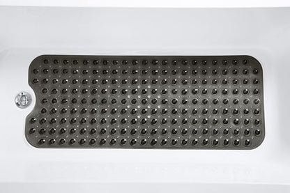 Extra-Long Non-Slip Bathtub & Shower Mat 39”x16” (Smooth/Non-Textured Tubs Only) Safe, Clean, Machine-Washable, Superior Grip&Drainage, Vinyl, Transparent Black - color: Transparent Black, size: 39" x 16" (Rectangular)