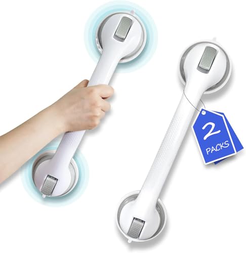 Shower Grab Bar, Suction Grab Bars for Shower, 2 Pack 16.11 Inch Shower Handles for Elderly Suction, Bathroom Grab Bars for Seniors, Shower Grab Bars Suction Heavy Duty, Waterproof No Drilling - size: 16.11"L x 4.11"W