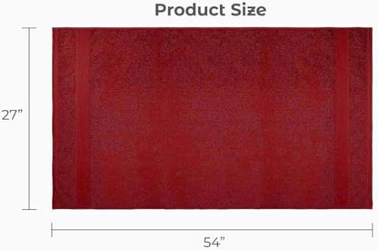 Luxury Bath Towels Set of 4 (27” x 54”) | Towels for Bathroom | Super Soft | Highly Absorbent Towels for Home, Spa, Gym (Burgundy) - color: Burgundy