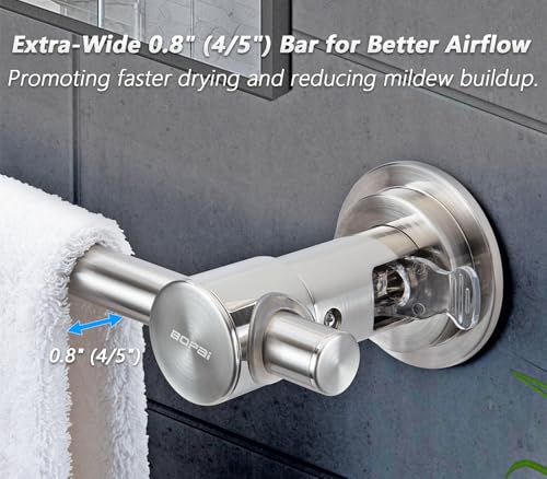 BOPai 24 inch Suction Cup Towel Bar, Brushed Nickel | Repositionable & Powerful Vacuum Suction - color: Brushed Nickel, size: 24"