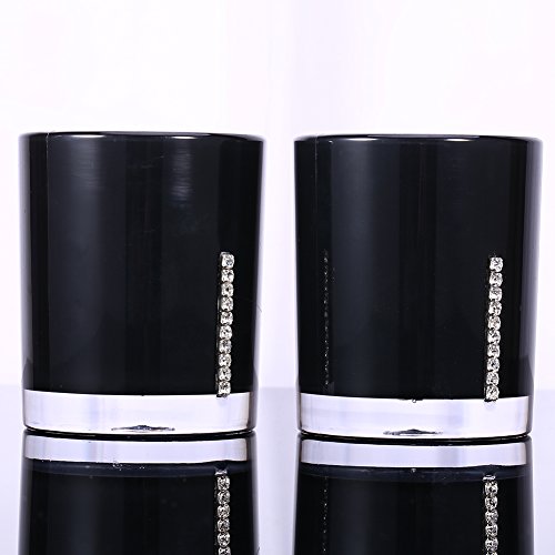 Bathroom Accessory Set, 5Pcs Black Modern Countertop Bath Decor Set with Soap Dispenser, Toothbrush Holder, 3 Tumblers & Soap Dish, Resin High-Gloss for Home, Hotel, Guest Bath