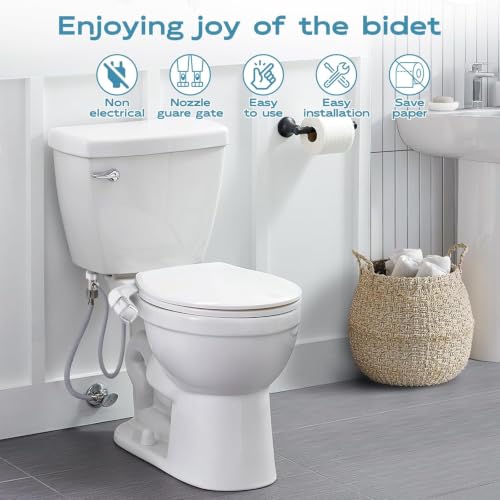Ultra-Slim Bidet Dual Mode Bidet Attachment for Toilet, Bidet Toilet Seat Attachment with Pressure Controls(Feminine/Posterior Wash),Easy to install Design Non-Electric Bidet