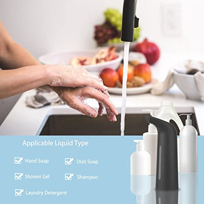 Automatic Soap Dispenser Touchless 400 mL Black | Automatic Sensing Battery Powered IPX6 Waterproof Suitable for Home and Commercial Use - color: Black