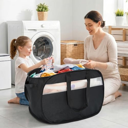 100L Collapsible Laundry Baskets, Foldable Dual Handle Laundry Hamper Black | Lightweight, Easy to Carry, Up and Downstairs, Tear-Proof, Space-saving, for Laundry Room, Bedroom, Bathroom, Travel, Dorm - color: 100L Black