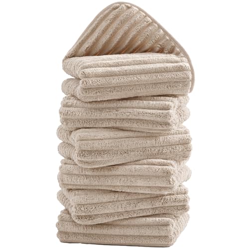 6 Pack Soft Microfiber Hand Towels for Bathroom, 16"x30", Beige | Face Towels, Highly Absorbent, Quick Dry, Low Lint, Hanging Loop, Lightweight Towels for Guest Bath, Gym, Travel & Kitchen - color: Beige