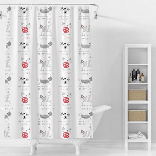 Plastic Shower Liner - Premium PEVA 4G Shower Curtain Liner with Rustproof Grommets and 3 Weighted Magnets, Waterproof Shower Curtains for Bathroom (Cat) - color: Cat, size: 71"W x 71"L (Pack of 1)