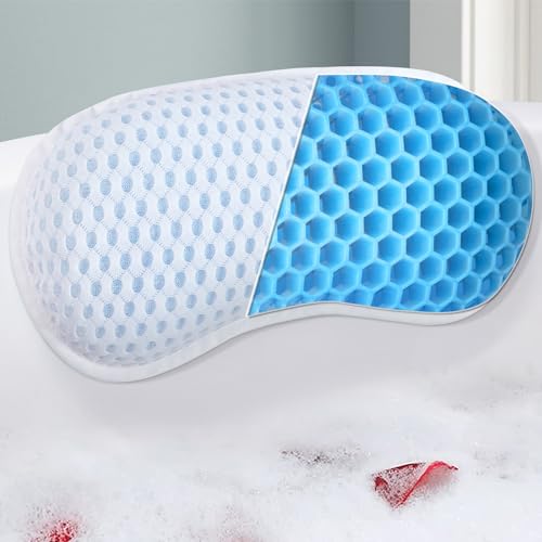 Bathtub Bath Pillows for Tub - Bathtub Pillow for Neck & Back Support with Ergonomic TPE, 4D Mesh Upgraded Bath Tub Pillow Headrest with 3 Strong Suction Cups & Hook, Bathroom Accessories, Spa Gifts - size: Small White