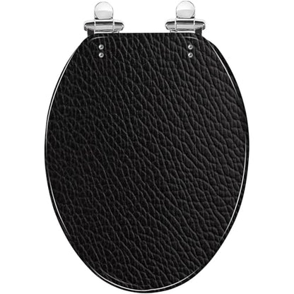 Elongated Resin Toilet Seat, Quietly Close Quick Release Hinges Cover | Toilet Lid Cover Easy to Clean and Install, Black leather sample Heavy Duty Toilet Seat - color: pattern6, size: V-shape