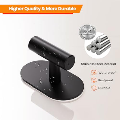 Aikzik Black Adhesive Hooks Heavy Duty-Max 26lb, Wall Hooks for Shower, Bathroom, Towel, Coat, Robe, Stainless Steel Hooks for Hanging, Sticky Hooks for Walls No Damage- 4 Pack - color: Black