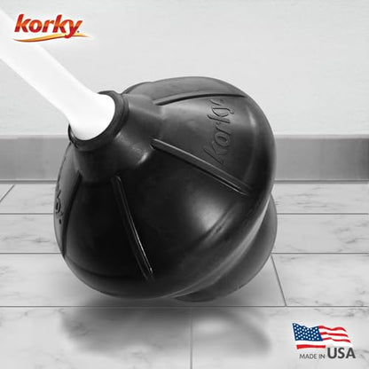 Korky White Toilet Plunger and Holder – Fast Clog Removal - Made in USA - color: White