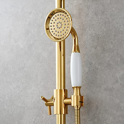 Adjustable Hand Held Shower Bracket Brass Shower Head Holder for 25mm O.D Shower Rod, Titanium Gold, ST38AJ - color: Titanium Gold