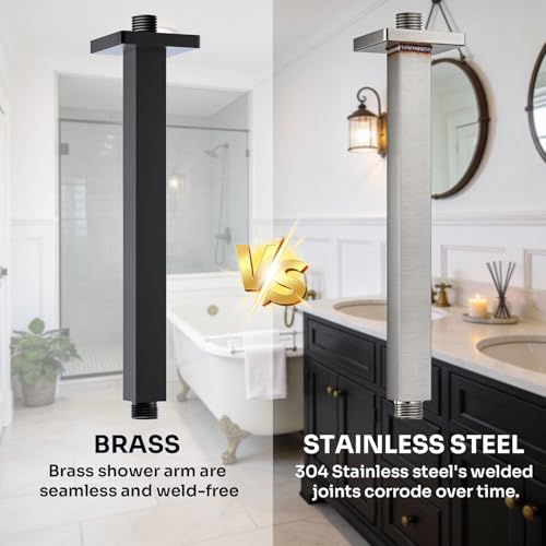 Enga Brass 12-Inch Ceiling Mount Shower Arm (Black) - color: Matte Black, style: 12 Inch