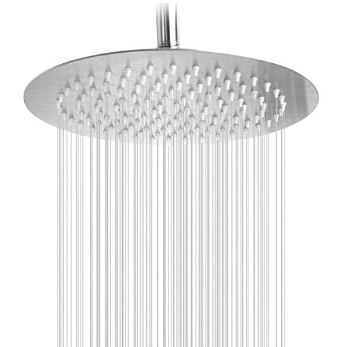 NearMoon Rain Shower Head, Ultra-Thin Design-Pressure Boosting, Awesome Some Experience, High Flow Stainless Steel Rainfall Head (10 Inch, Brushed Nickel) - color: Brushed Nickel, size: 10 Inch