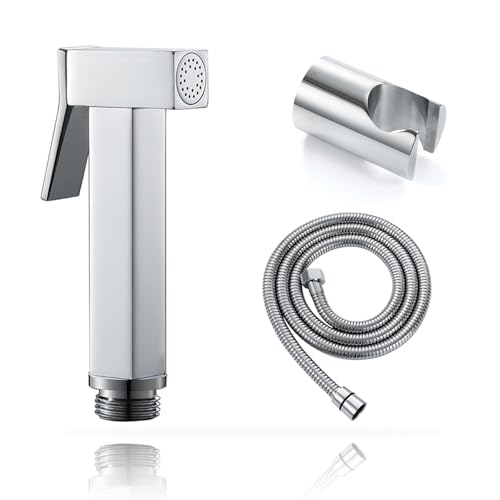 Handheld Bidet Sprayer for Toilet, Cloth Diaper Sprayer with Wall Mounts (ABS) and Hand Held Bidet Bathroom Hose (Stainless Steel), Jet Spray for Toilet, Muslim Shower, Easy to Install (Chrome) - color: Chrome